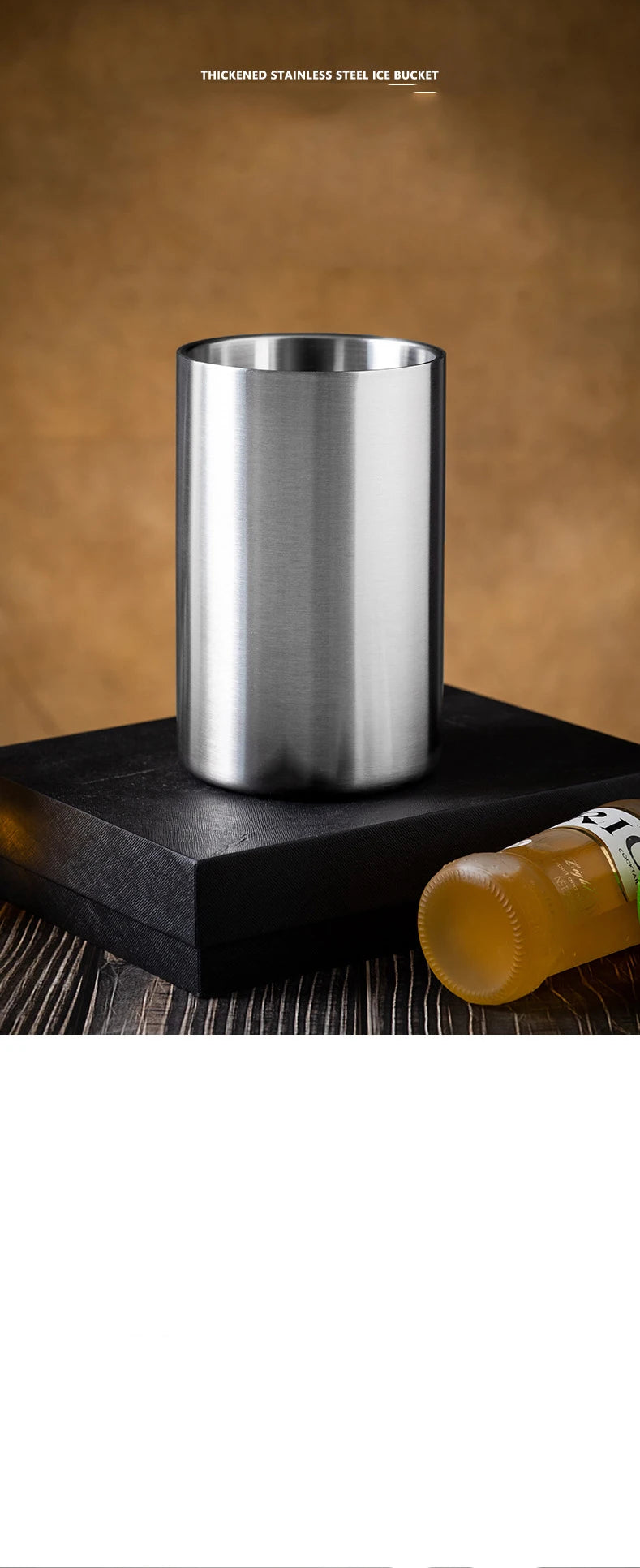 1600ML Ice Bucket- Double Stainless Steel Insulated Durable Portable Summer Drinks Champagne Beer for Outdoor Picnics Bar Events