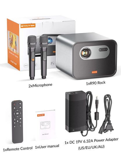 BYINTEK R90 Max 4K Projector Full HD 1080P 2200 Anis Lumens Android 11.0 WiFi 6 Auto Focus Video Home Movie Theater Projectors