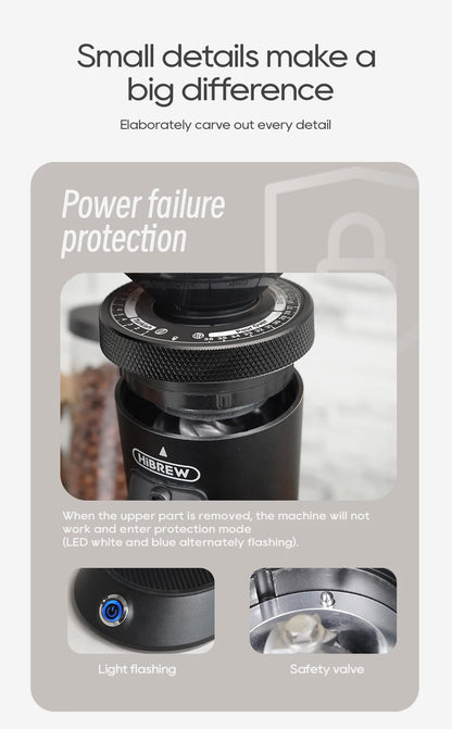 HiBREW G5 48mm Conical Burr Electric Coffee Grinder Compact Portable Coffee Bean Mill Kitchen for Espresso Turkish Coffee