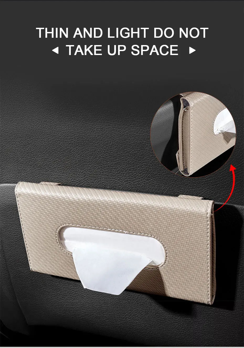 SEAMETAL Car Sunshade Plate Tissue Box Universal Auto Interior Paper Towel Storage Bag Carbon Fiber Sun Visor Tissue Boxes