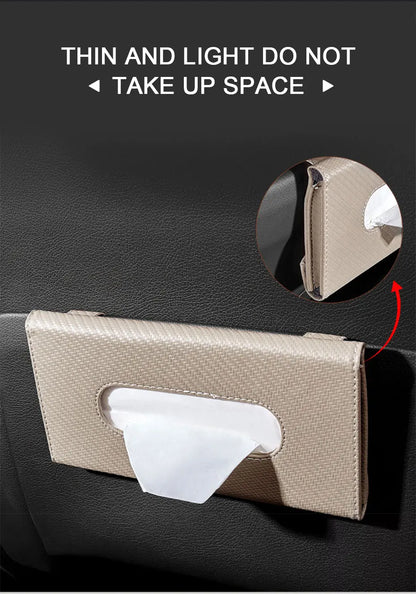 SEAMETAL Car Sunshade Plate Tissue Box Universal Auto Interior Paper Towel Storage Bag Carbon Fiber Sun Visor Tissue Boxes