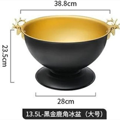 Aixiangru 13.5L Ice Bucket With Deer Head Handle Beer Holde Whiskey Wine Cooler Stainless Steel Champagne Basin Bar Accessories
