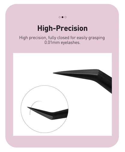 SAKURAHANA Professional Eyelash Tweezers Black Fiber Tip For Lash Extensions Mega Volume Mink Lashes Tool Makeup Artist Kit