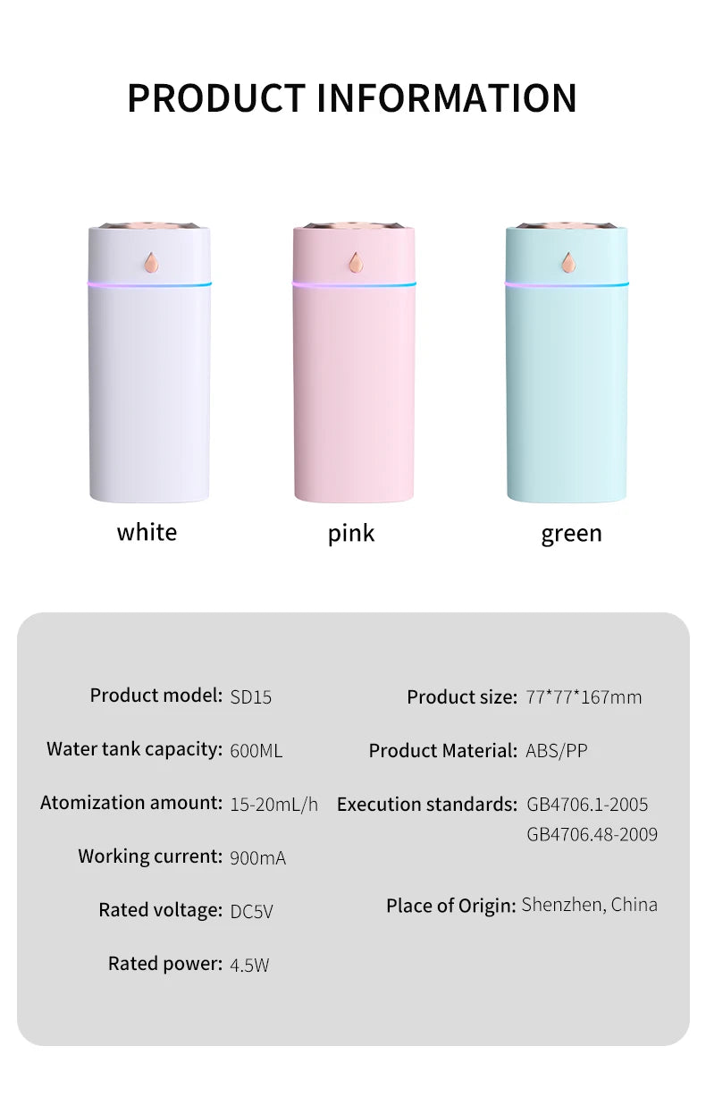 Three-Nozzle Water Drop Spray Humidifier Gentle Quick Space Moisturization for Home Office Decorative Air Moisturizer