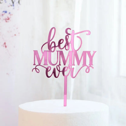 New Happy Mother's Day Birthday Cake Topper Gold High-grade Acrylic MOM Party Cake Toppers Mother's Day Gifts Dessert Decoration