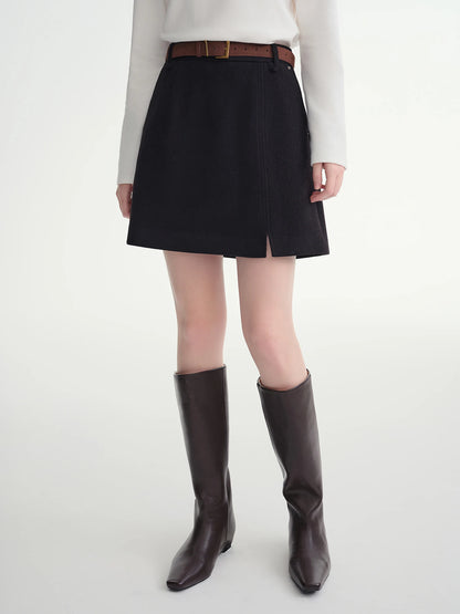 DUSHU Classic Long and Short Elastic Waist A-line Skirt 2025 Winter Skirt for Women Solid Simple Commuting Office Ladies College