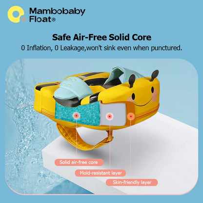 Mambobaby Float with Crotch Strap UPF50+ Canopy Air-Free Non-Inflatable Baby Swimming Ring Toddler Pool Float Infant Water Ring