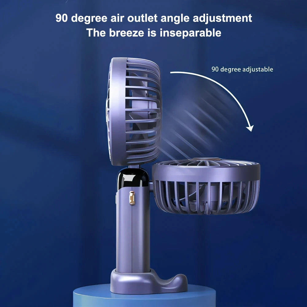3-in-1 10000mAh Foldable USB Fan with Phone Holder - Portable Handheld & Desk Cooler w/ 360° Cooling