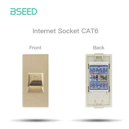 BSEED Glass Frames EU Standard HDMI Tel Sockets Module Part Internet Wall Sockets TV DIY Function Base USB CAT5 Satellite Parts