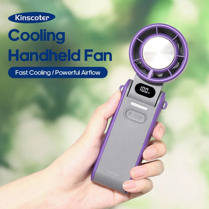 KINSCOTER Outdoor Foldable Portable Handheld Fan Mini Cooling Rechargeable 3600mAh 100-level Free Control High Speed Turbo Fan