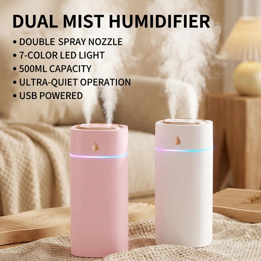 Three-Nozzle Water Drop Spray Humidifier Gentle Quick Space Moisturization for Home Office Decorative Air Moisturizer
