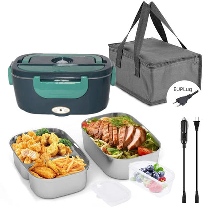 HOMEFISH 1.5L Electric Lunch Box  60W Speed Heating Car Or AC Heating Travel Office Home Use Gift Knife And Insulated Handbag