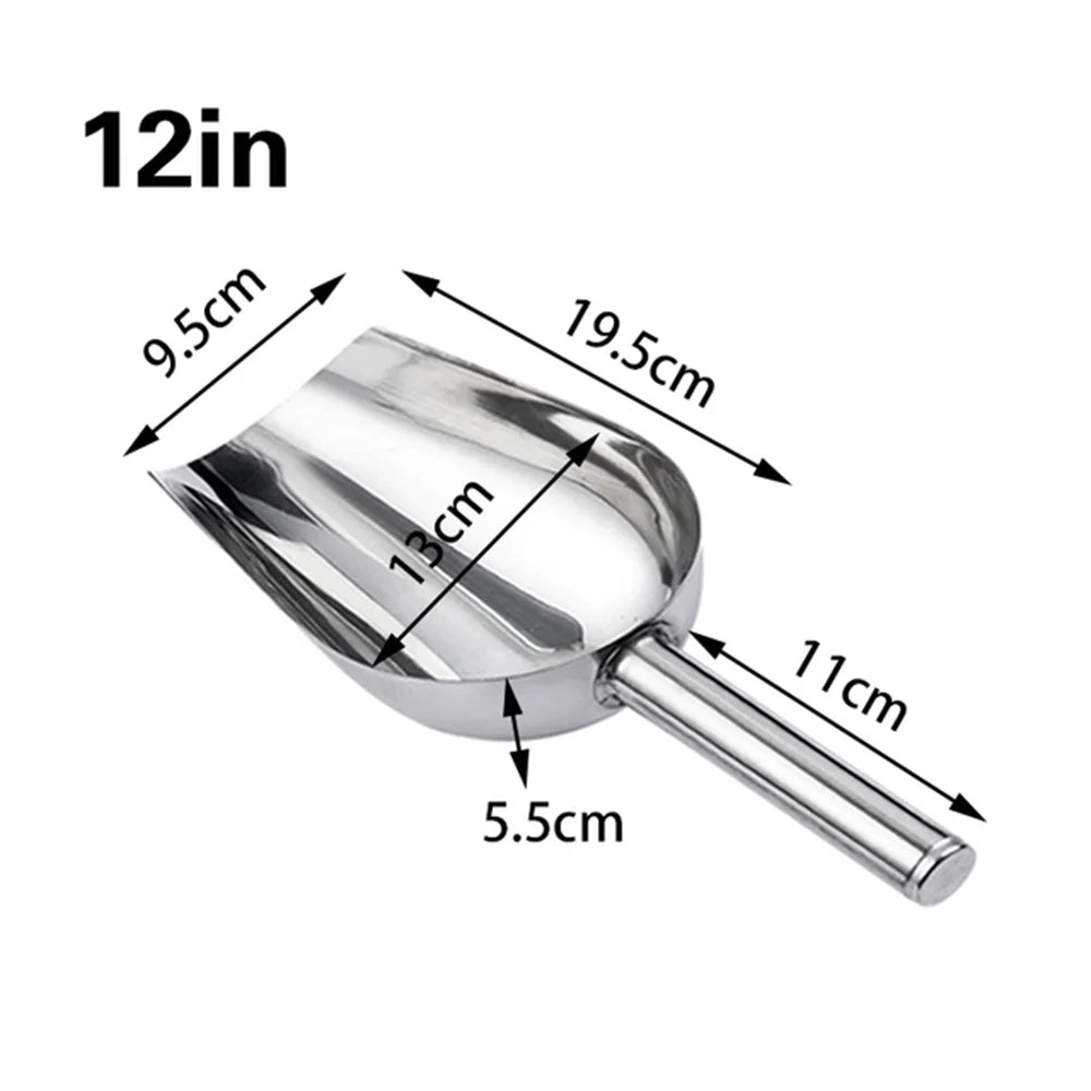 High-Quality Stainless Steel Ice Scoop Food Flour Sugar Scoop Popcorn Coffee Beans Tools Ice Scooper Shovel