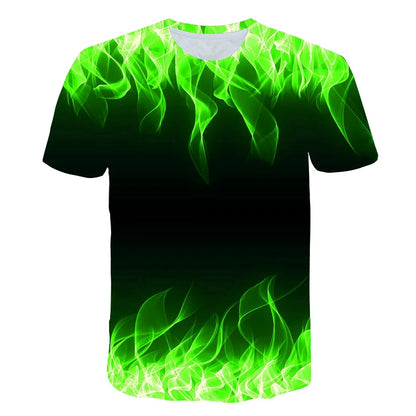 T-Shirts Flames Summer Children's Clothing 3D Print Kids T Shirt Fashion Harajuku Street Casual Round Neck T-Shirt Boy Girl Tops