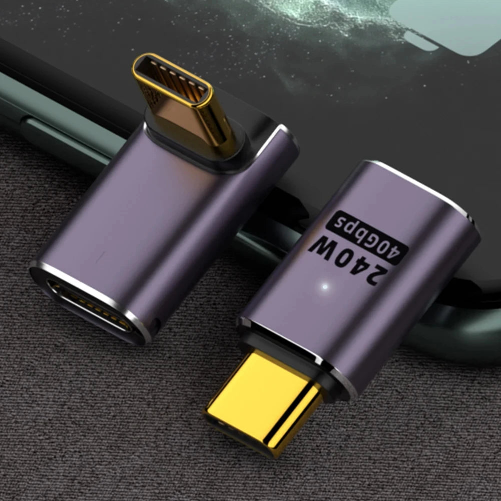 5A Type-C OTG Adapter 240W Fast Charging Data Converter USB4.0 40Gbps Support 8K 60Hz USB C 90/180 Degree Elbow Adapter