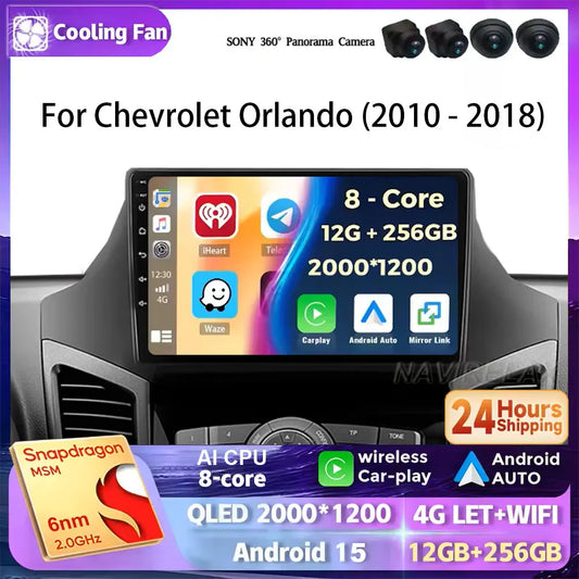 Android 15 Carplay For Chevrolet Orlando 2010 2011- 2018 Car Radio Auto 4G WIFI GPS Navigation Multimedia Video Player Stereo
