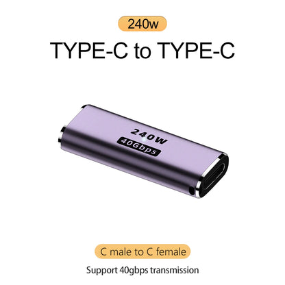 5A Type-C OTG Adapter 240W Fast Charging Data Converter USB4.0 40Gbps Support 8K 60Hz USB C 90/180 Degree Elbow Adapter
