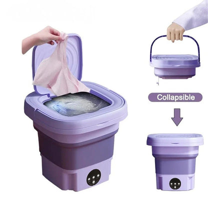 8L Portable Mini Foldable Washing Machine with Spin Dryer Compact Sock Underwear Washer for Travel Dorm Home Use Washing Machine
