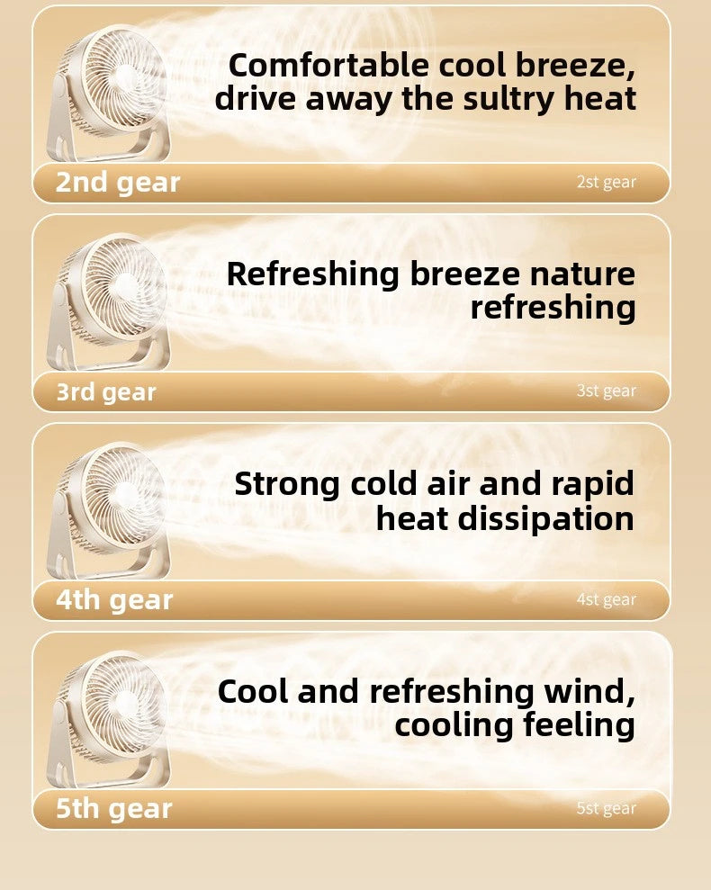  Portable Electric Fan 3600mAh Wireless Air Circulator Fan Cordless Desktop Wall Ceiling Air Cooling Cooler Quiet Ventilator