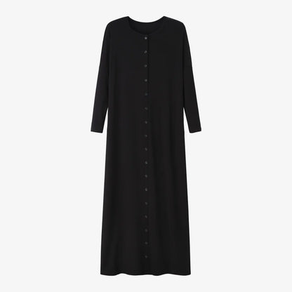 AS SS26 summer loose style button dress comfortable ribbing fabric dress o-neck lady clothes