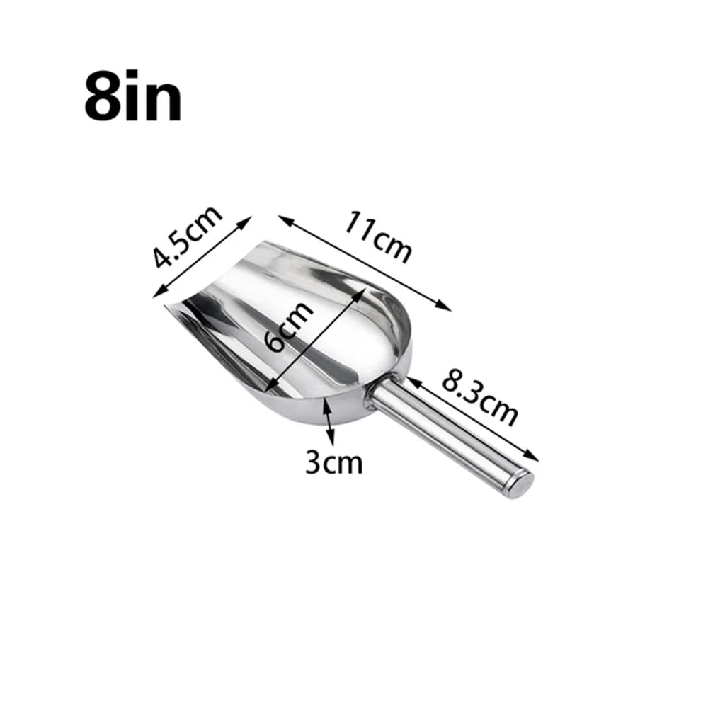 High-Quality Stainless Steel Ice Scoop Food Flour Sugar Scoop Popcorn Coffee Beans Tools Ice Scooper Shovel