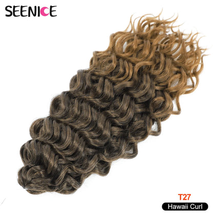 18 24“Synthetic Deep Wavy Twist Crochet Hair Afro Curls Water Wave Crochet Braids Ombre Brown Braiding Hair Extensions For Women