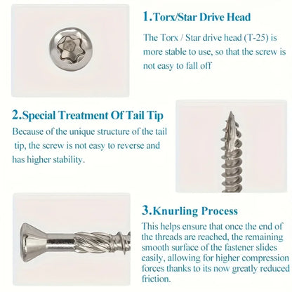 110-150 pieces of stainless steel self-tapping deck wood screws for decking, fence assembly, outdoor wood installation