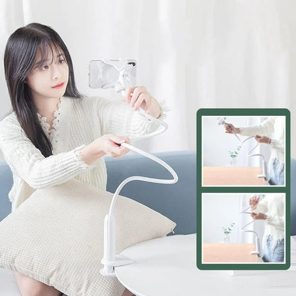 Phone Holder for Bed Lazy Phone Mount Bracket Gooseneck Phone Holder for Bed Flexible Long Arm Adjustable Clamp Clip Cell Phone