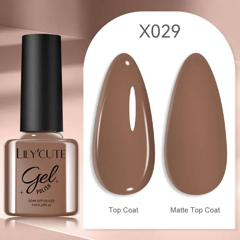 LILYCUTE 7ml Brown Red Purple Nail Gel Polish Coffee Color Series Semi Permanent UV Gel Soak off Nail Gel Varnishes For Nail Art