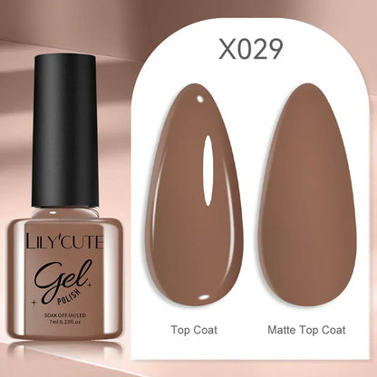 LILYCUTE 7ml Brown Red Purple Nail Gel Polish Coffee Color Series Semi Permanent UV Gel Soak off Nail Gel Varnishes For Nail Art