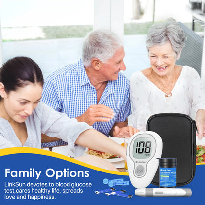 LinkSun G-425-3 Blood Glucose Meter Glucometer Full Set Medical Diabetes Blood Sugar Monitor Complete Kit Glucose Test Strips