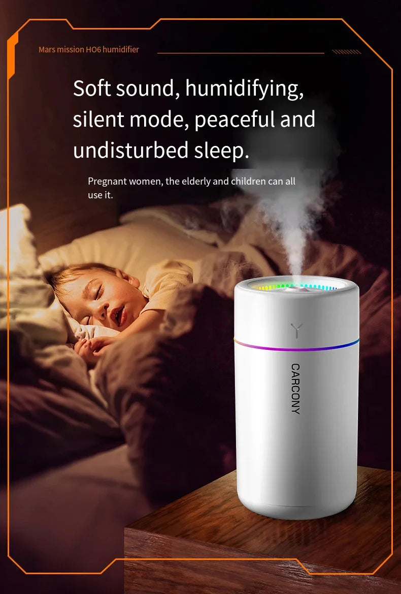 280ML Air Humidifier Large Fog Volume Colorful Atmosphere Light Silent Aroma Diffuser Essential Oils Aromatherapy for Home Car