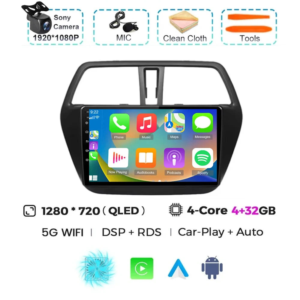 For Suzuki SX4 S-Cross 2014 2015 2016 2017 Android 15 Car Radio Multimedia Player Stereo GPS WIFI+4G wireless Carplay Auto video