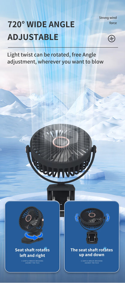 Portable USB Mini Handheld Clip Fan Convenient And Ultra-quiet Electric Fan Rechargeable Student Cute Small Cooling Ventilador