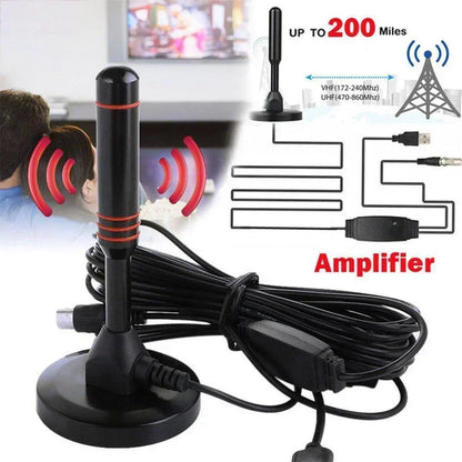 Indoor Outdoor Ultra HD Digital TV Antenna with VHF UHF Amplifier 200 Miles Range Quick Response Aerial Set for Amplified DAB