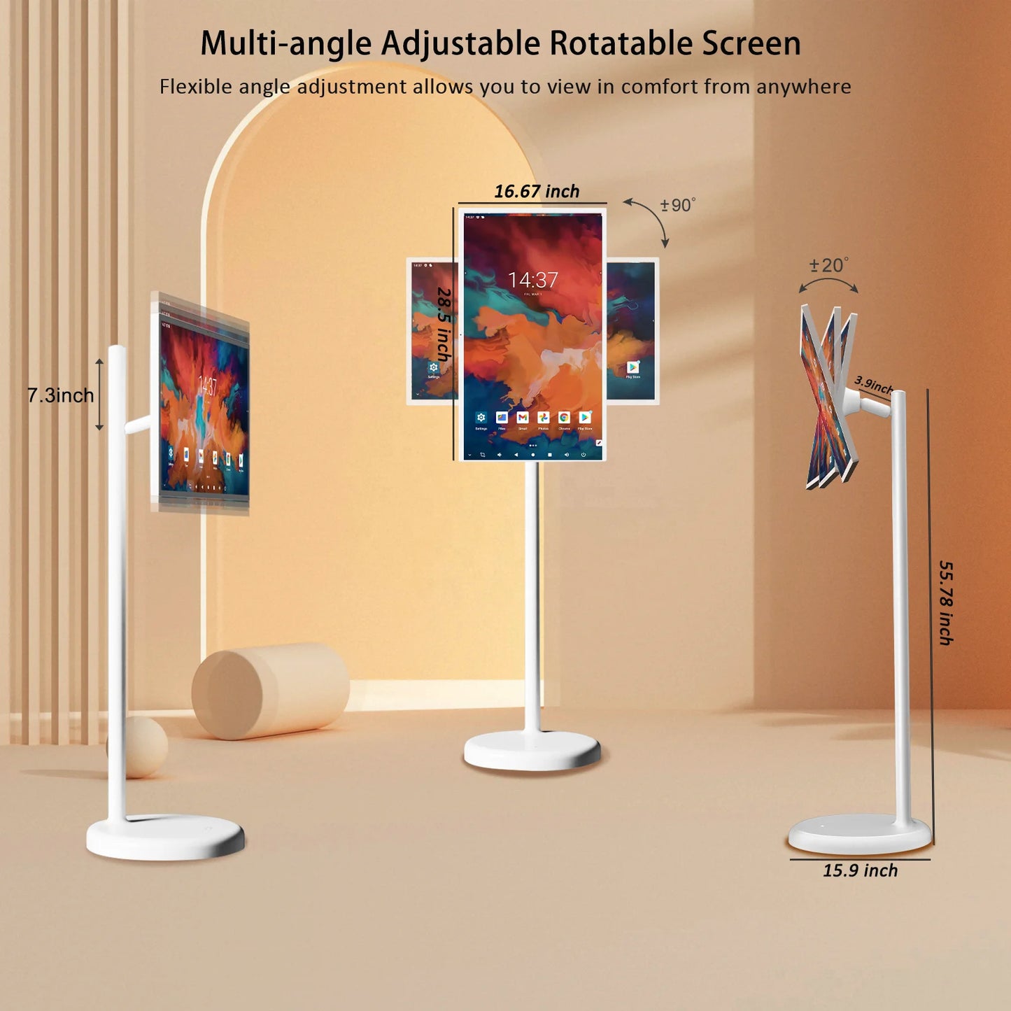 Floor Standing Smart Tv Smart Display Touch Screen 21.5/32 Inch Touch Screen Rotatable Portable Tv for Fitness Game Meeting