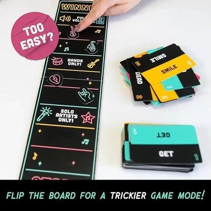 Karaoke Board Game for Family & Party, 2–10 Players, Fun Singing Card Game with 125 Lyric Cards for Adults