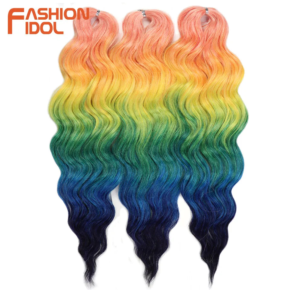 Anna 24 Inch Synthetic Hair Water Wave Braiding Hair Extensions Ombre Blonde Deep Wave Afro Curl Twist Crochet Hair for Women