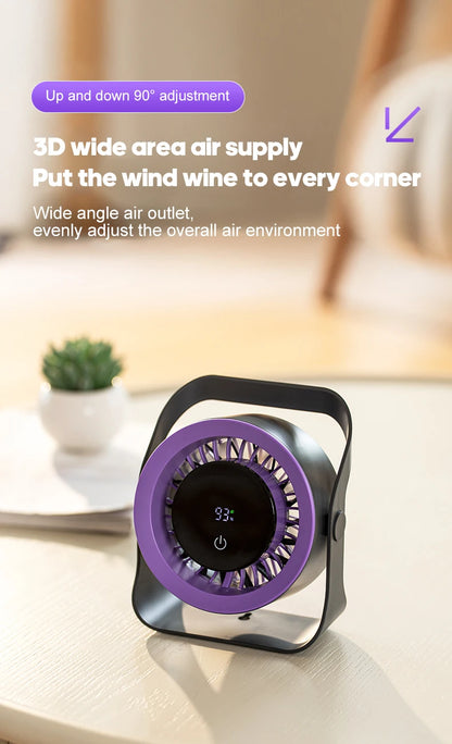 4000mAh Outdoor Desktop Fan Angle Adjustable 100 Speeds Wall Mount Portable Fan With Remote Control and Touch Screen Cooling Fan