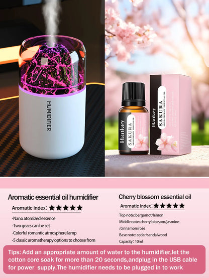 The simulated volcanic color lamp humidifier USB aromatherapy diffuser is suitable for use in cars, homes, bedrooms, as a gift,