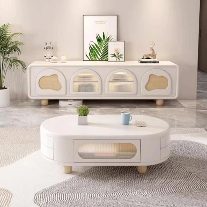 Simple Small Tv Stand Light Color High Gloss Entertainment Tv Stand Floor Movable Mobili Soggiorno Moderni Home Furniture