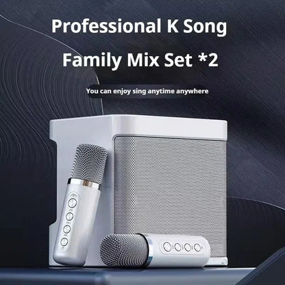 Karaoke Machine With 2 Wireless Dual Microphones Portable Boombox AUX TF Card U Disk Player Voice Changer For Party