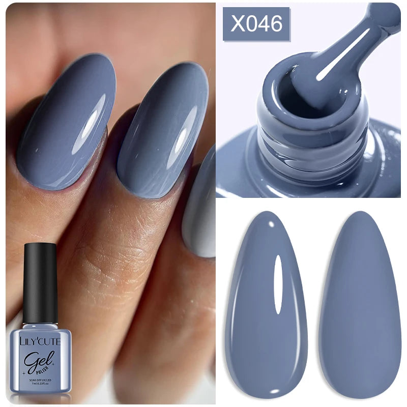 LILYCUTE Nude Crystal Rubber Base Gel Nail Polish Natural Color Semi Permanent UV Gel Soak Off Self Leveling Nail Gel Varnishes