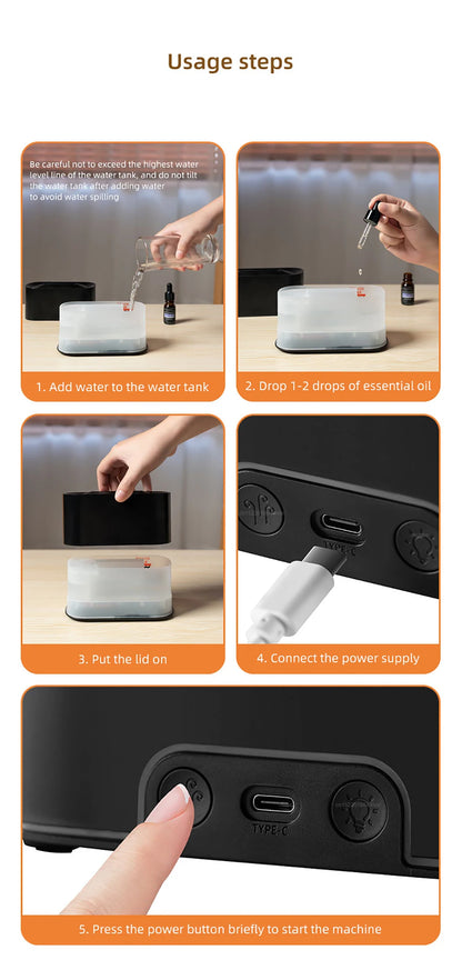 Colorful Flames Air Humidifier Essential Oils Humidifiers Flame Aroma Humidifier Mini Aroma Diffuser Aromatherapy USB Sprayer