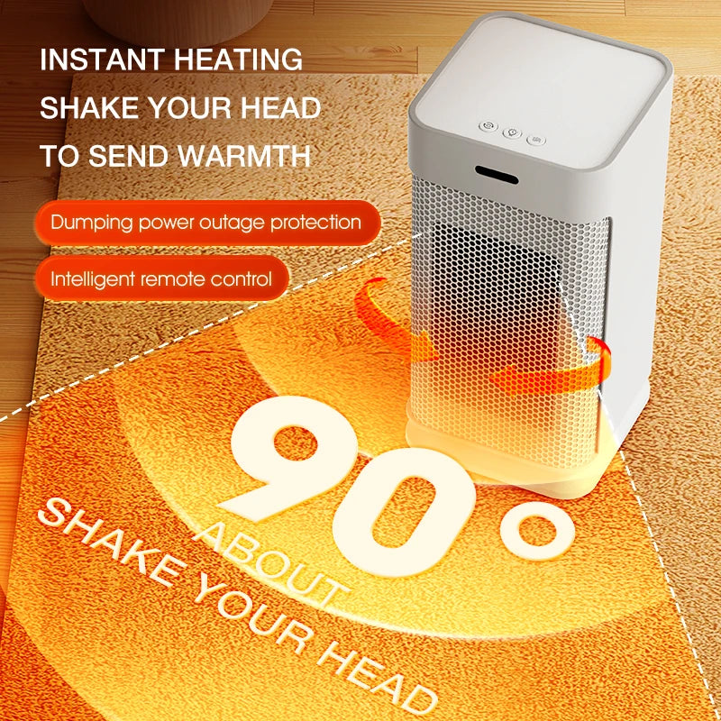 Portable PTC ceramic electric heater with multi-stage adjustment, silent, small household fan and night light heater.