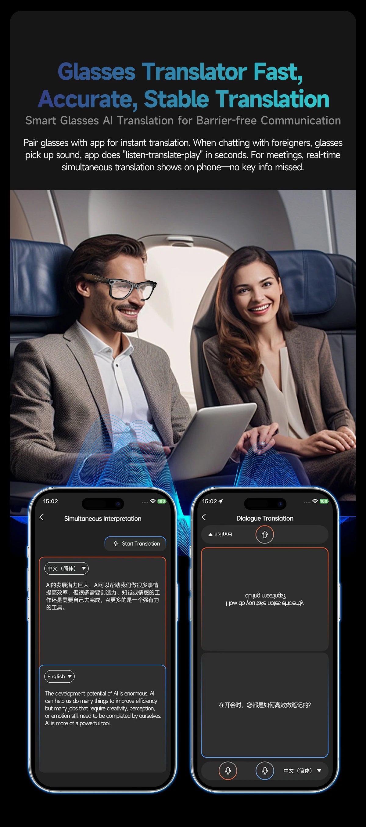 New Upgrade Smart glasses With Camera Video Recording AI Photo Recognition Bluetooth Call Translation Voice Sunglasses Men Women