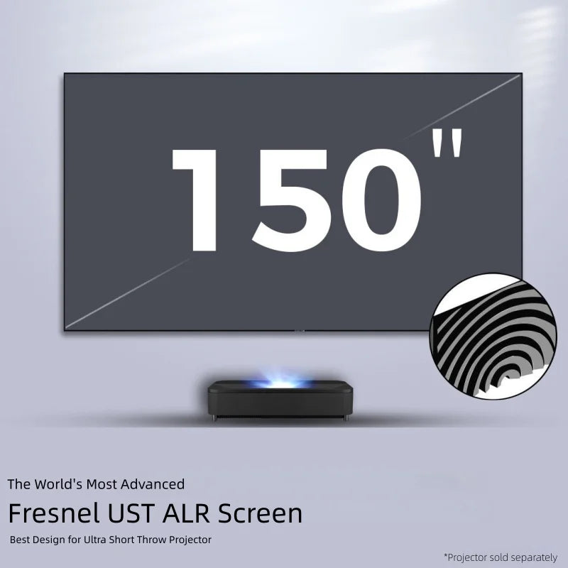 F16UST New Gen Cinema-Pro Fresnel PET ALR Projection Screen for UST Laser Projector Fixed Frame Screen 16:9 8K UHD