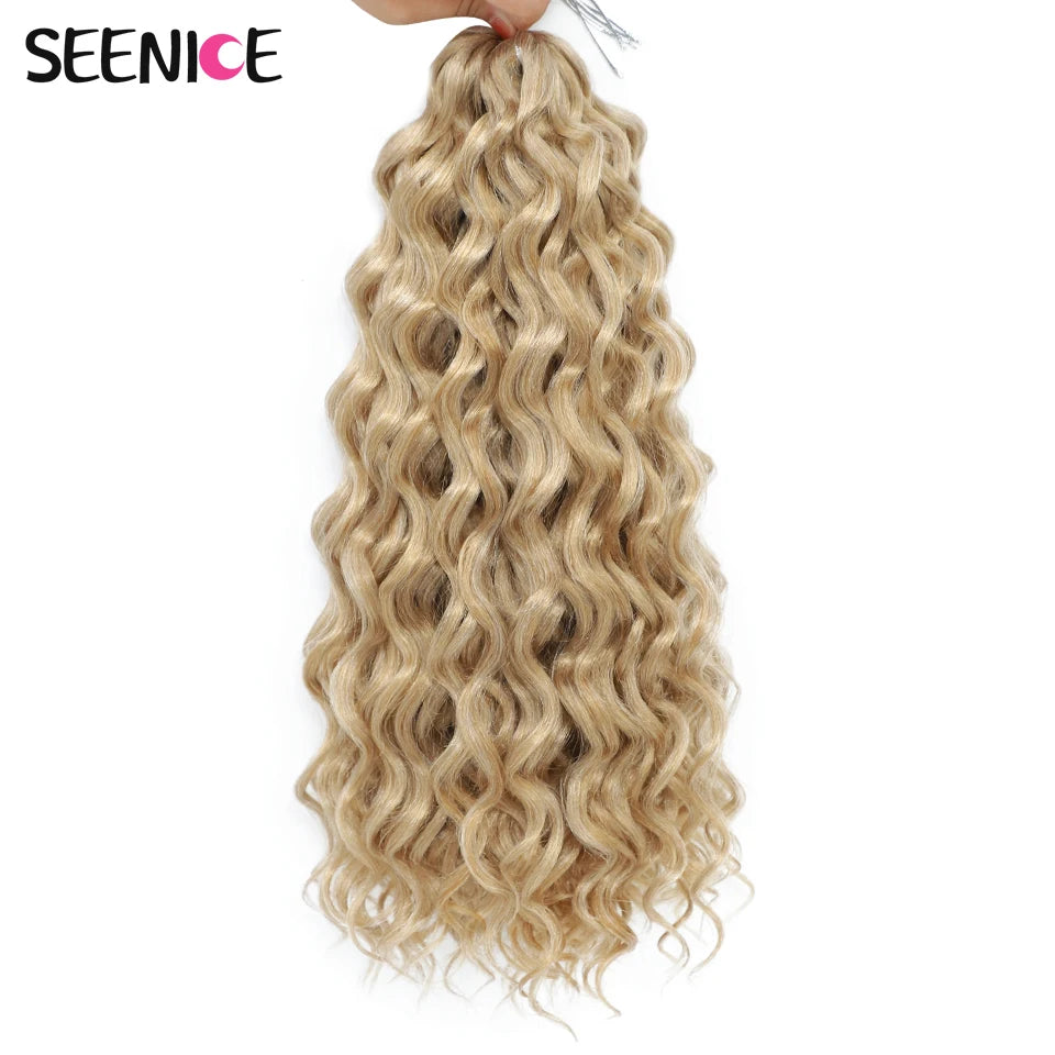 18 24“Synthetic Deep Wavy Twist Crochet Hair Afro Curls Water Wave Crochet Braids Ombre Brown Braiding Hair Extensions For Women