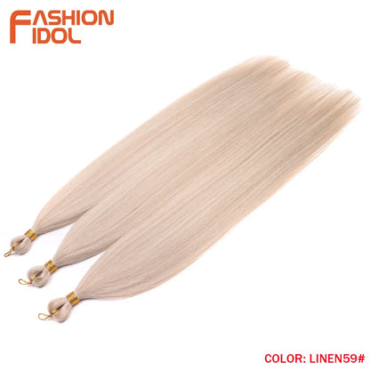 28" 3PCS Ariel Straight Pony Hair Bundles Crochet Braids Hair Synthetic Braiding Hair Ombre Silver Grey Crochet Hair Extensions