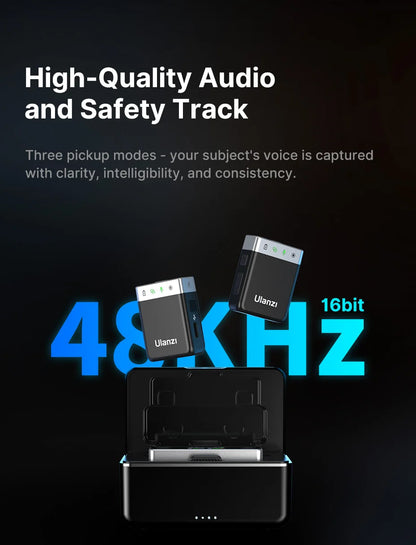 Ulanzi U-Mic Wireless Mic Stereo Microphone Lavalier Microphone for Smartphone DSLR for Interview Video Vlog Gaming Mic